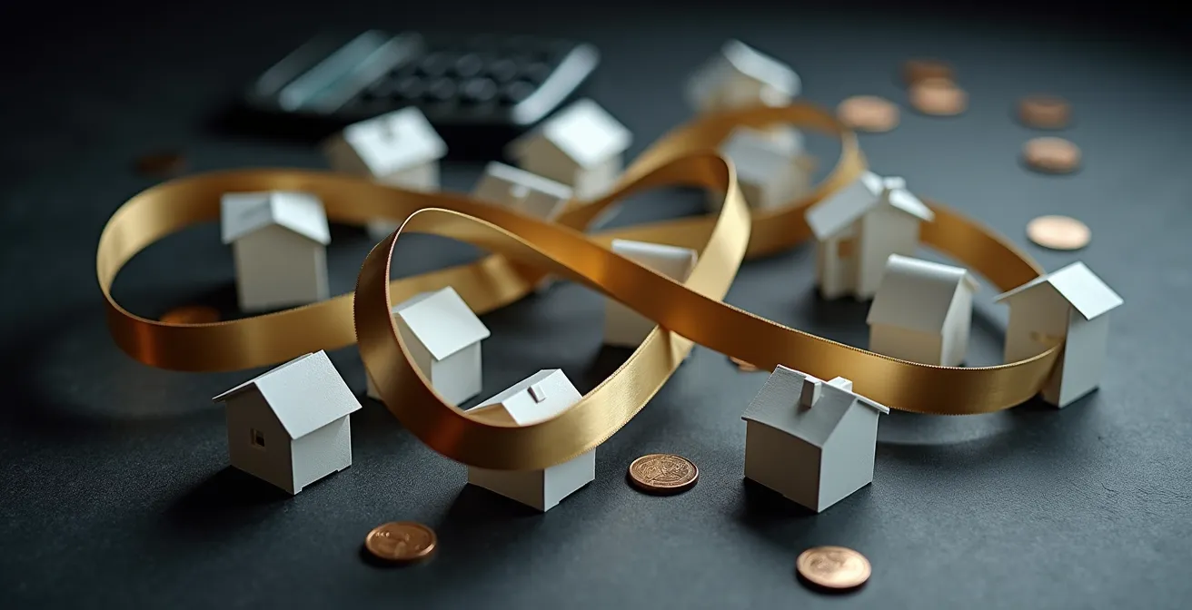 Diagrama circular abstracto que representa el ciclo de reinversión continua de la estrategia BRRRR.