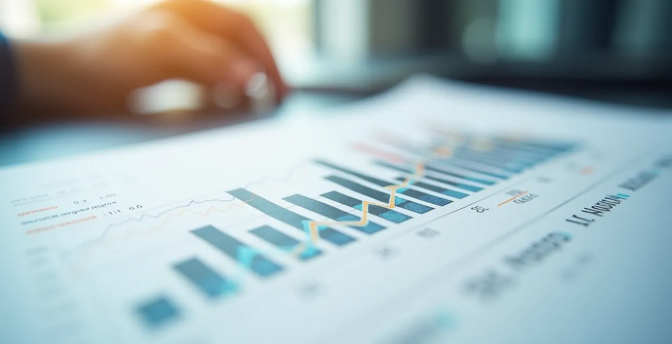 Gráfico ascendente mostrando evolución de precios en pantalla de análisis