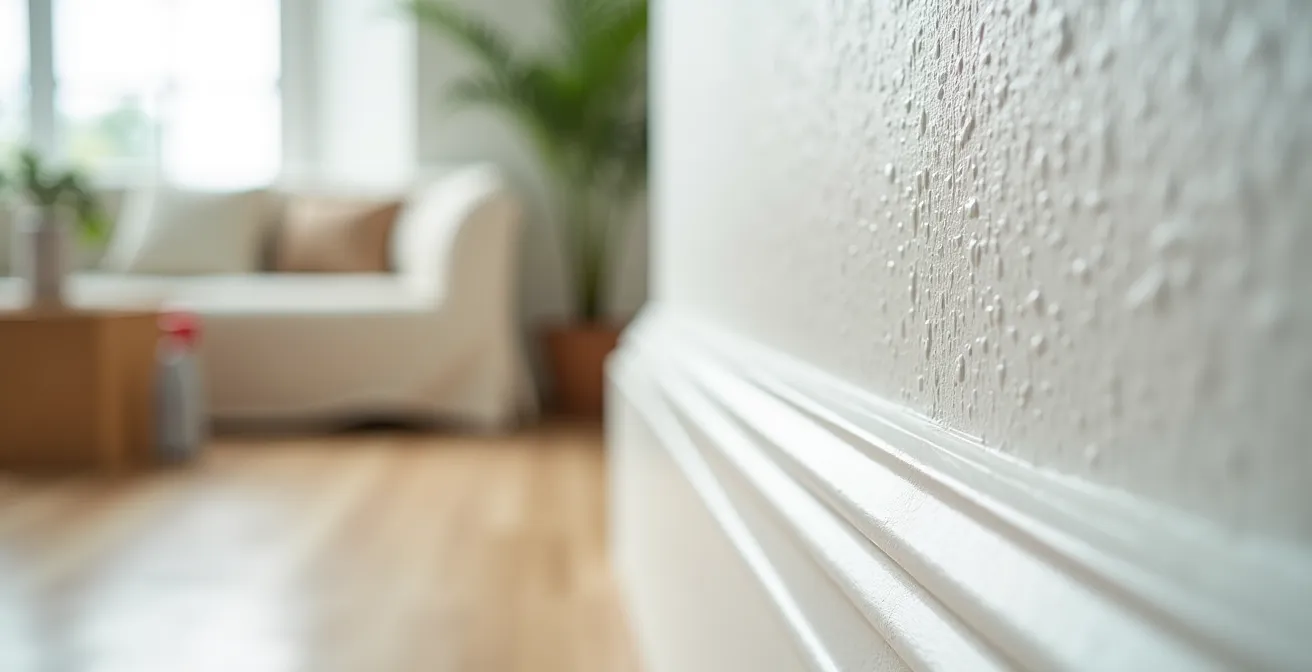 Interior de apartamento de playa con herramientas de mantenimiento y elementos renovados listos para la temporada alta