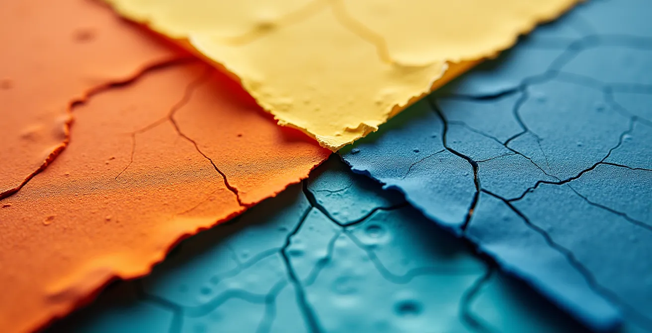 Representación visual abstracta de la matriz de salud del mercado con colores y formas